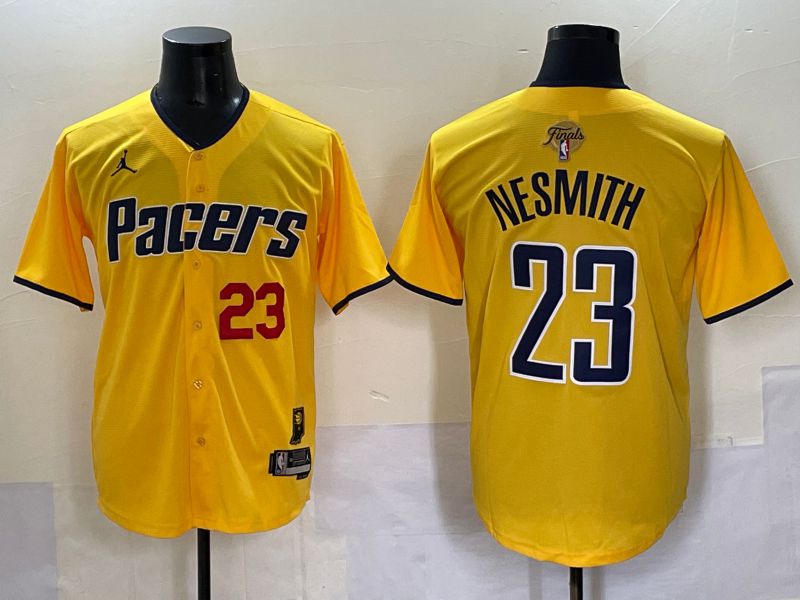 Men 2025 Indiana Pacers #23 Nesmith Yellow Joint Name NBA Jersey style 14